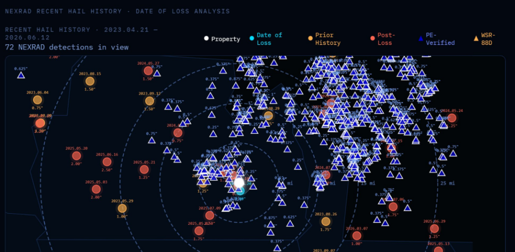 NEXRAD Recent Hail History Map